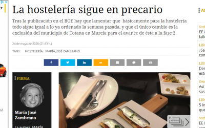 Artículo mío de opinión sobre Fase 2 en hostelería, seguimos en precario