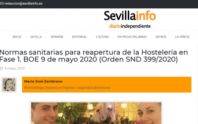 Hoy 9 mayo 20, publico en Sevillainfo, normas sanitarias para terrazas.Fase 1