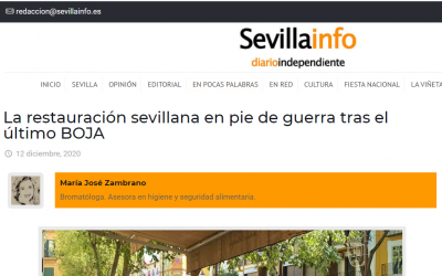 Artículo en Sevillainfo, Hostelería y medidas para Navidad. BOJA 11diciembre.20