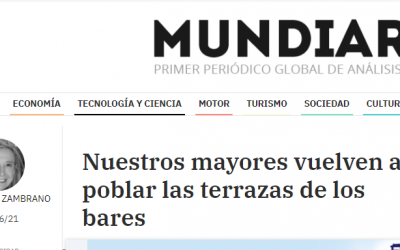 Artículo en Mundiario, los mayores vuelven a las terrazas