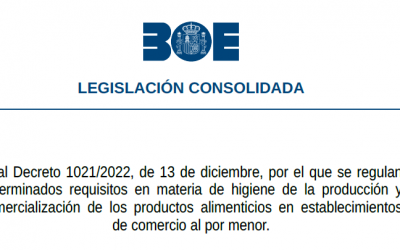Real Decreto1021/2022 Temperatura y etiquetaje dentro de cámaras